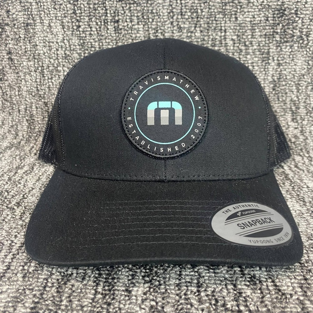 Travis Mathew Highs And Lows Hat Mens OS Black Mesh Snapback Trucker Golf Cap